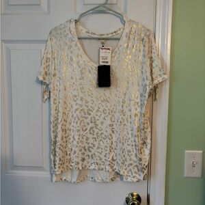 Jane and Delancey Gold and Cream Leopard Print Top
